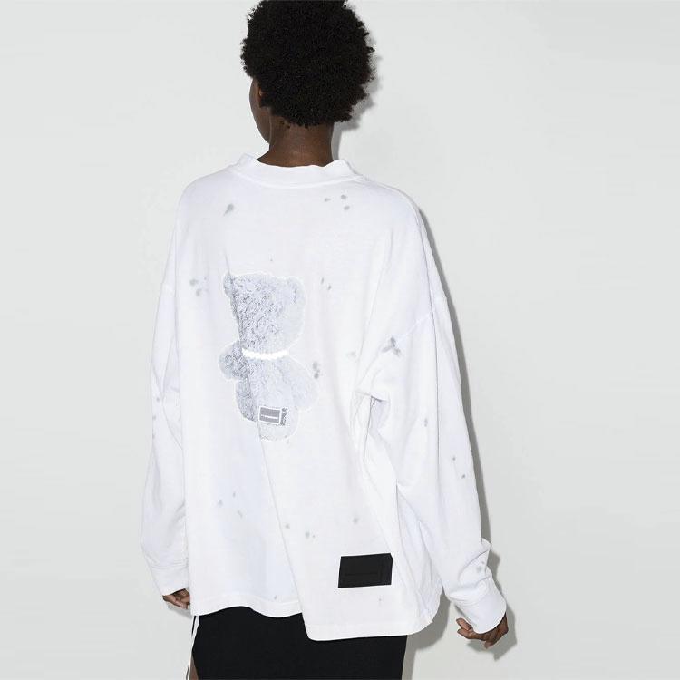 WE11DONE FW22 Teddy Bear Print Unisex Long Sleeve Sweatshirt White WD-TT9-20-116-U 圖 6