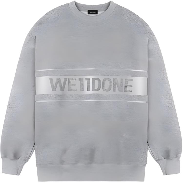 WE11DONE FW22 Unisex 3M Reflective Logo Print Long Sleeve Sweatshirt Grey. WD-SS5-19-048-MG 圖 2