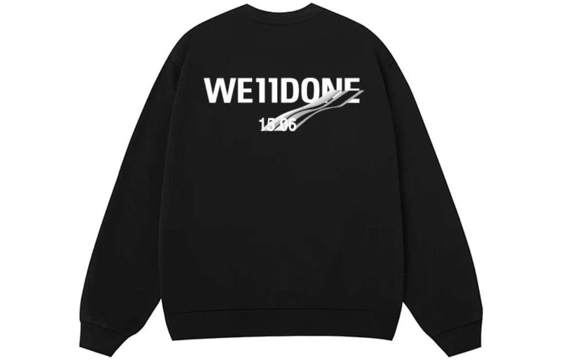 WE11DONE FW22 Unisex Black Crewneck Pullover Long Sleeve Sweatshirt WD-TS3-22-798-U-BK