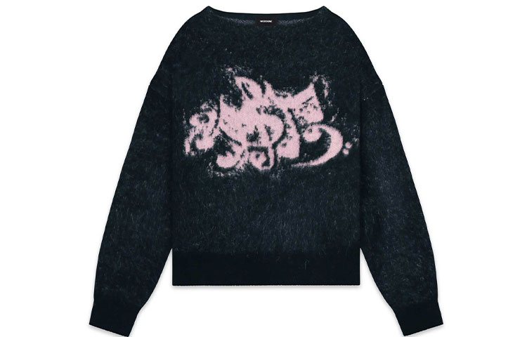 WE11DONE FW22 Unisex Black Crewneck Sweatshirt with Chest Logo WD-KT3-22-620-U-PK