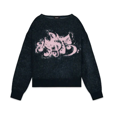 WE11DONE FW22 Unisex Black Crewneck Sweatshirt with Chest Logo WD-KT3-22-620-U-PK