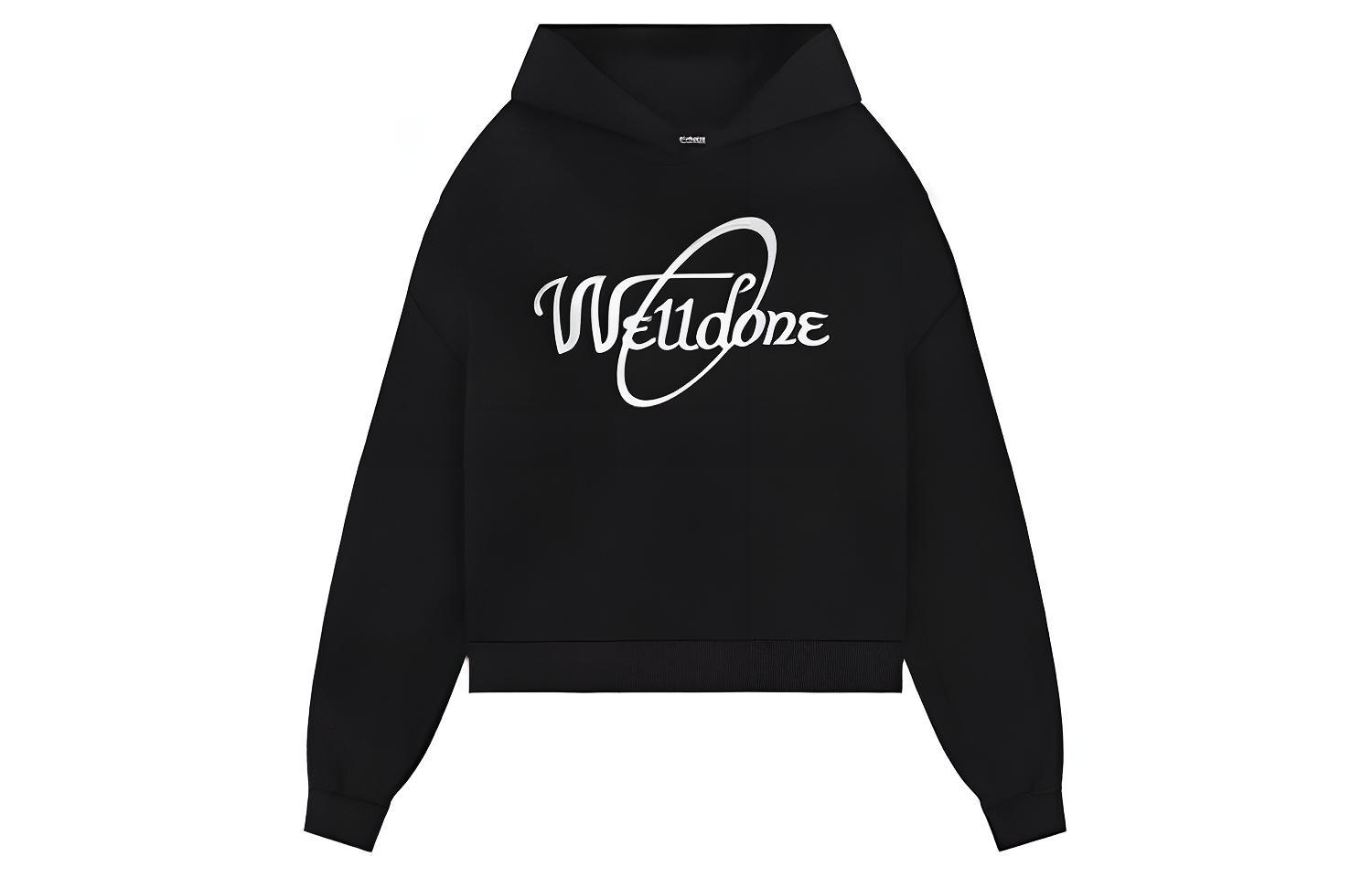 WE11DONE FW22 Unisex Black Crewneck Sweatshirt with Chest Logo Print WD-TH3-22-813-U-BK