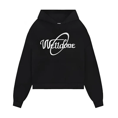 WE11DONE FW22 Unisex Black Crewneck Sweatshirt with Chest Logo Print WD-TH3-22-813-U-BK