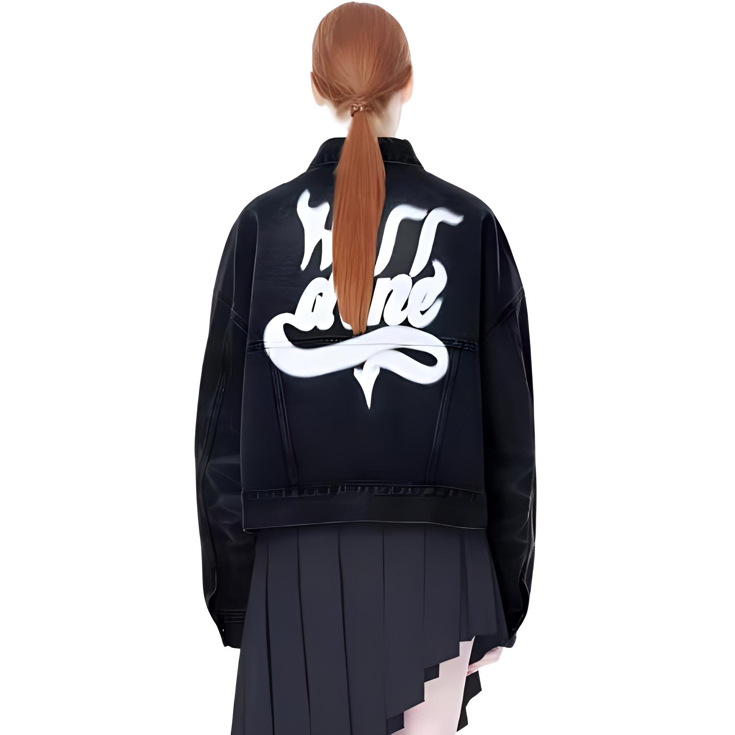 WE11DONE FW22 Unisex Black Denim Jacket with Collared Long Sleeves WD-DJ3-22-376-U-BK