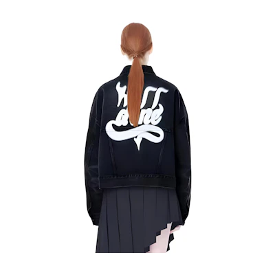 WE11DONE FW22 Unisex Black Denim Jacket with Collared Long Sleeves WD-DJ3-22-376-U-BK