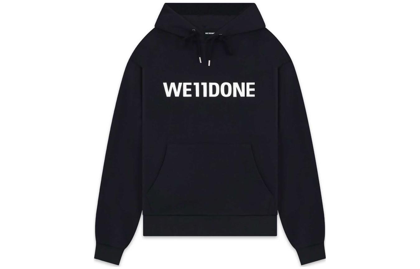 WE11DONE FW22 Unisex Black Hoodie with Letter Logo Print WD-TH3-22-845-U-BK