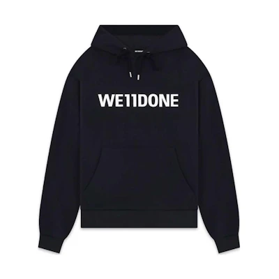 WE11DONE FW22 Unisex Black Hoodie with Letter Logo Print WD-TH3-22-845-U-BK