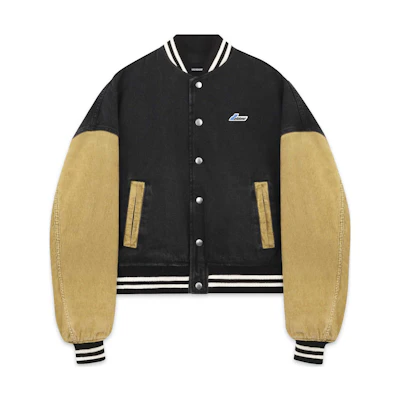 WE11DONE FW22 Unisex Black Logo Patch Casual Long Sleeve Jacket WD-DJ3-22-371-U-BK