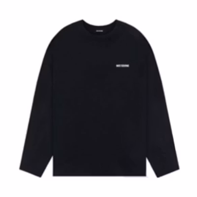 WE11DONE FW22 Unisex Black Long Sleeve Logo Print Crewneck T-Shirt WD-TT3-22-717-U-BK