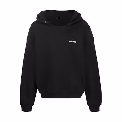 WE11DONE FW22 Unisex Black Pullover Hoodie with Solid Logo Print WD-TH3-22-867-U-BK