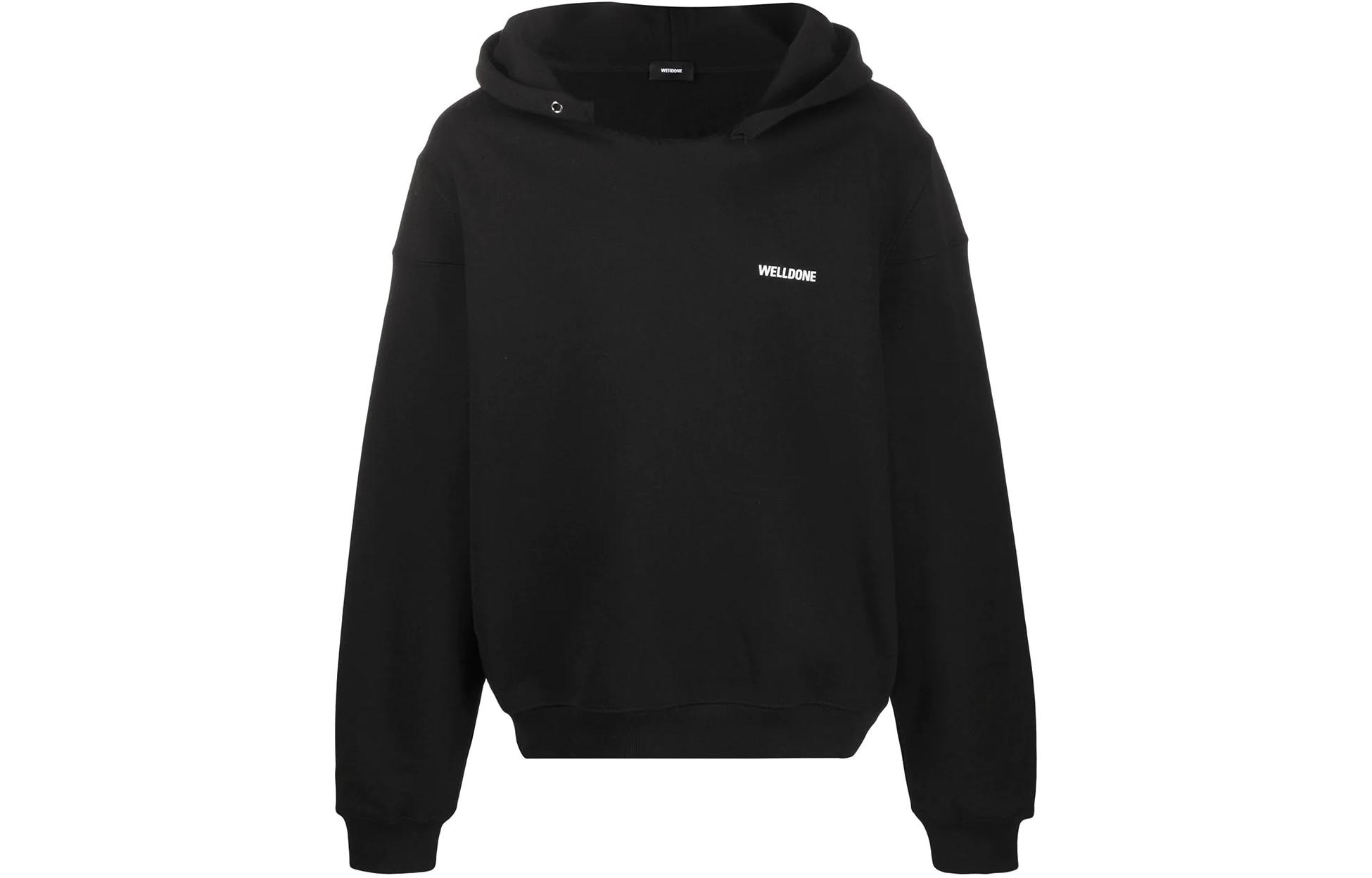 Order WE11DONE FW22 男女黑色連帽上衣印有簡約Logo設計 WD-TH3-22-867-U-BK