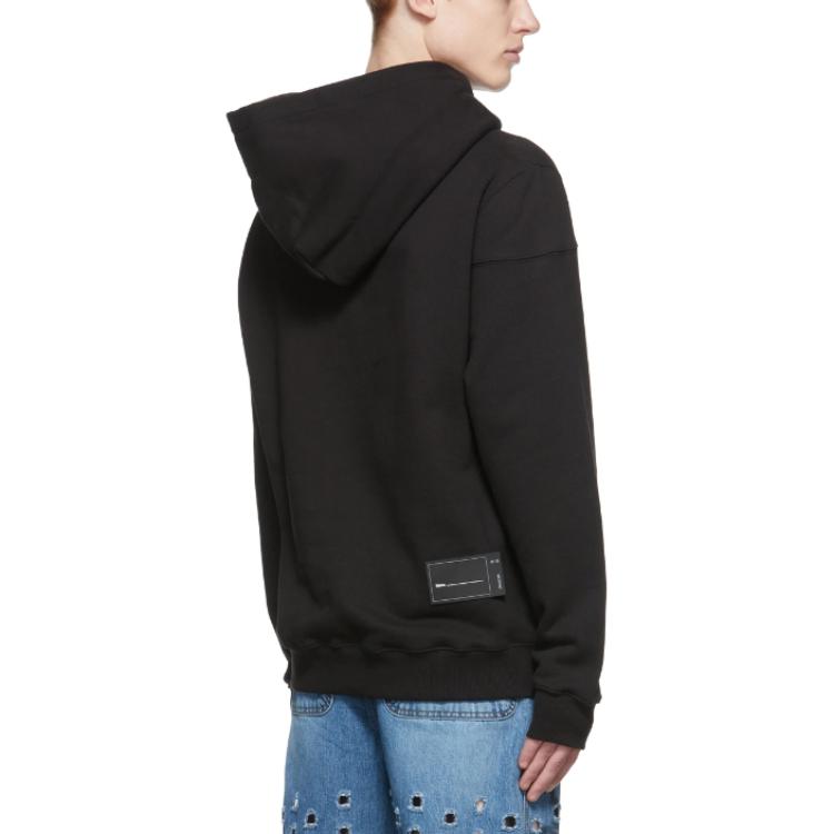 Shop WE11DONE FW22 男女黑色連帽上衣印有簡約Logo設計 WD-TH3-22-867-U-BK