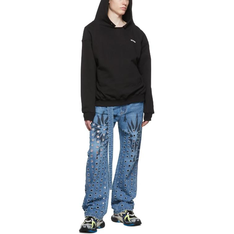 Purchase WE11DONE FW22 男女黑色連帽上衣印有簡約Logo設計 WD-TH3-22-867-U-BK