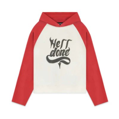 WE11DONE FW22 Unisex Christmas Letter Print Hoodie Red/White WD-TH3-22-802-U-RD