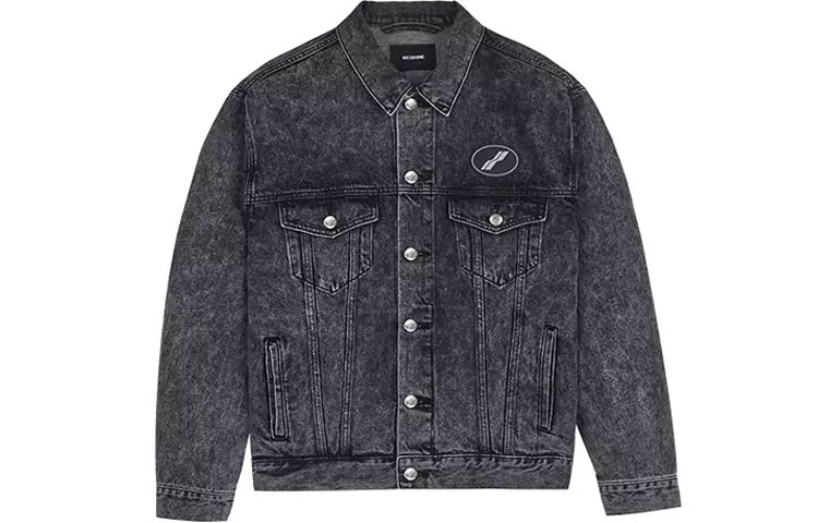 Order WE11DONE FW22 Unisex Distressed Logo Oversized Denim Jacket Washed Black. WD-DJ4-20-017-U-WB