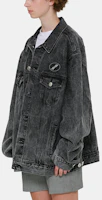 Purchase WE11DONE FW22 Unisex Distressed Logo Oversized Denim Jacket Washed Black. WD-DJ4-20-017-U-WB