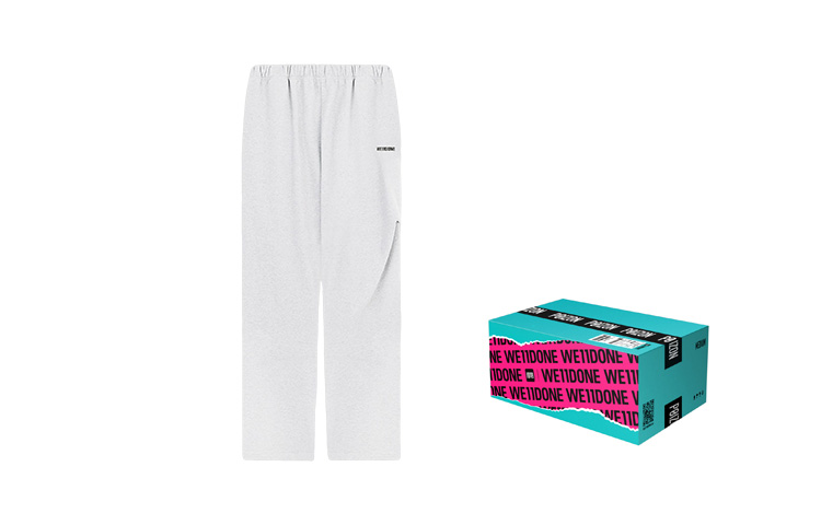 Lookbook WE11DONE FW22 Unisex Geometric Print Knit Sweatpants Gift Box Grey. WD-TA3-22-864-U-MG