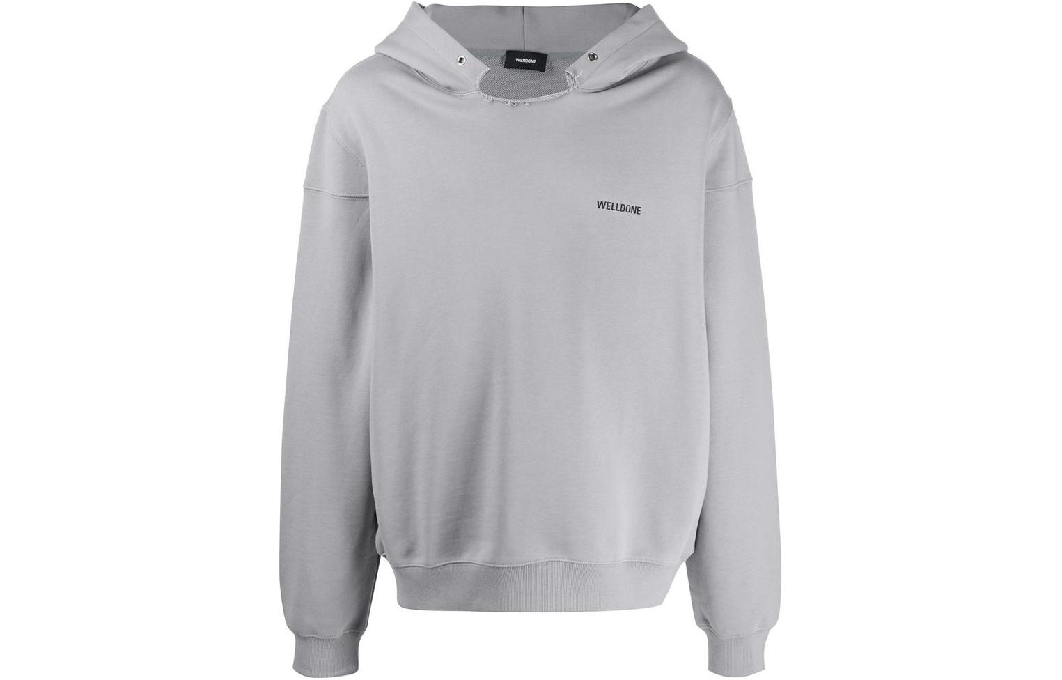 WE11DONE FW22 Unisex Grey Pullover Sweatshirt with Solid Logo Design. WD-TH3-22-867-U-GY