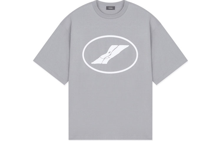 WE11DONE FW22 Unisex Grey Round Neck T-Shirt with Chest Circular Logo. WD-TT1-22-832-U-GY