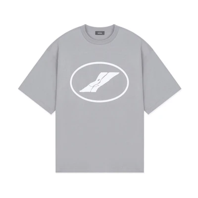 WE11DONE FW22 Unisex Grey Round Neck T-Shirt with Chest Circular Logo. WD-TT1-22-832-U-GY