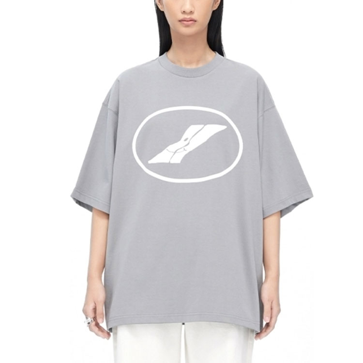 WE11DONE FW22 Unisex Grey Round Neck T-Shirt with Chest Circular Logo. WD-TT1-22-832-U-GY 圖 3