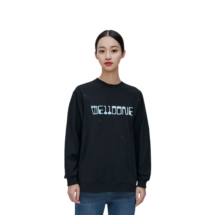Cheap WE11DONE FW22 男女款字母印花長袖圓領上衣 - 黑色禮盒款 WD-TS3-22-828-U-BK