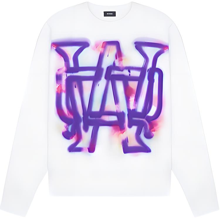 WE11DONE FW22 Unisex Letter Print Crewneck Pullover Sweatshirt White Gift Box WD-TS3-22-829-U-WH