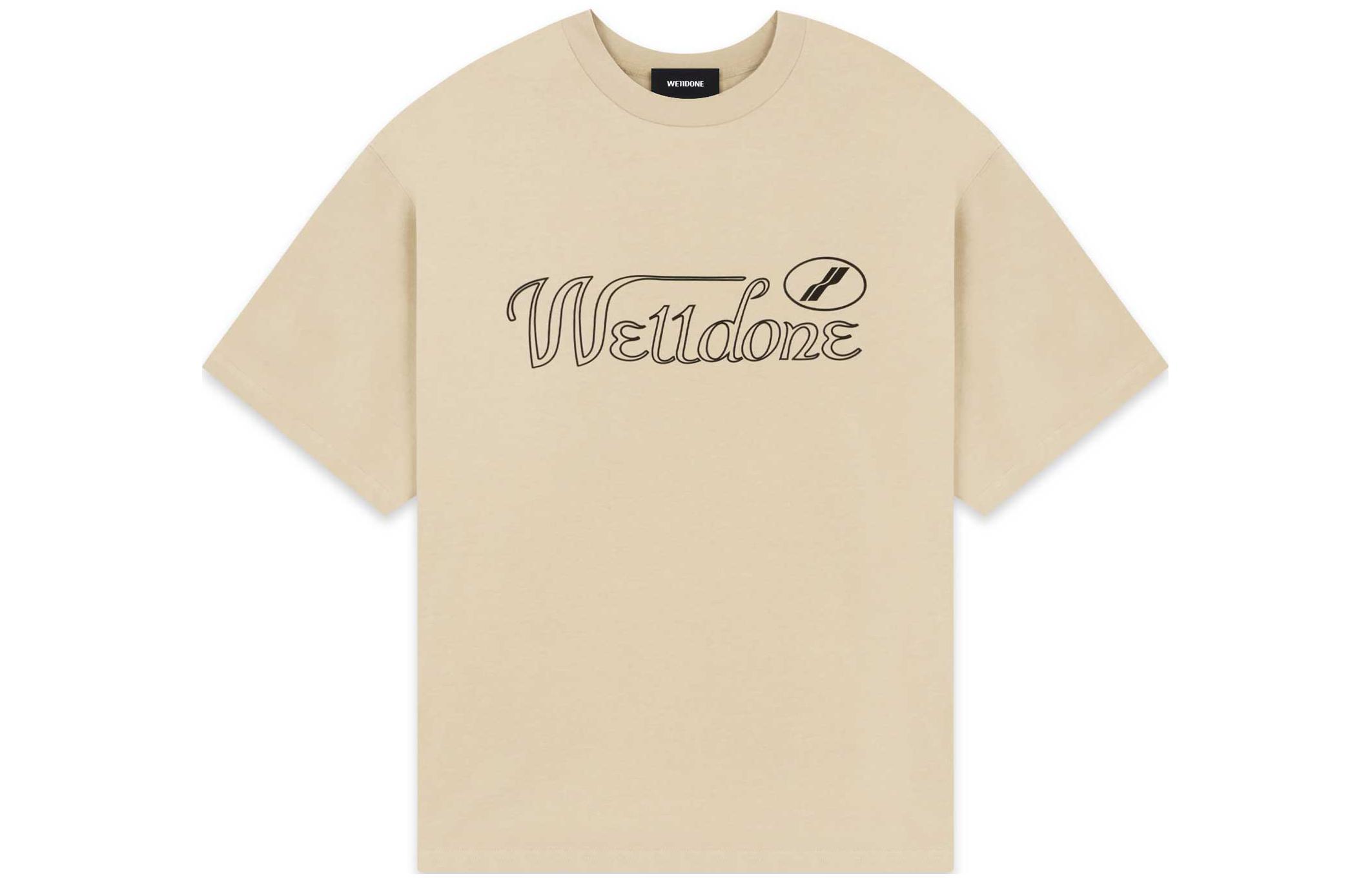 Order WE11DONE FW22 男女同款Logo印花卡其色圓領T恤 情侶款 WD-TT3-22-851-U-BG