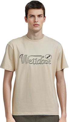 WE11DONE FW22 男女同款Logo印花卡其色圓領T恤 情侶款 WD-TT3-22-851-U-BG Shop WE11DONE FW22 男女同款Logo印花卡其色圓領T恤 情侶款 WD-TT3-22-851-U-BG