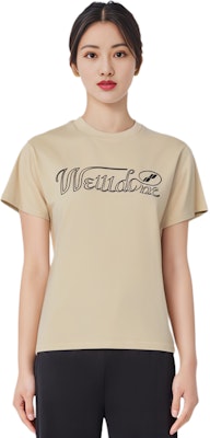 WE11DONE FW22 男女同款Logo印花卡其色圓領T恤 情侶款 WD-TT3-22-851-U-BG Purchase WE11DONE FW22 男女同款Logo印花卡其色圓領T恤 情侶款 WD-TT3-22-851-U-BG