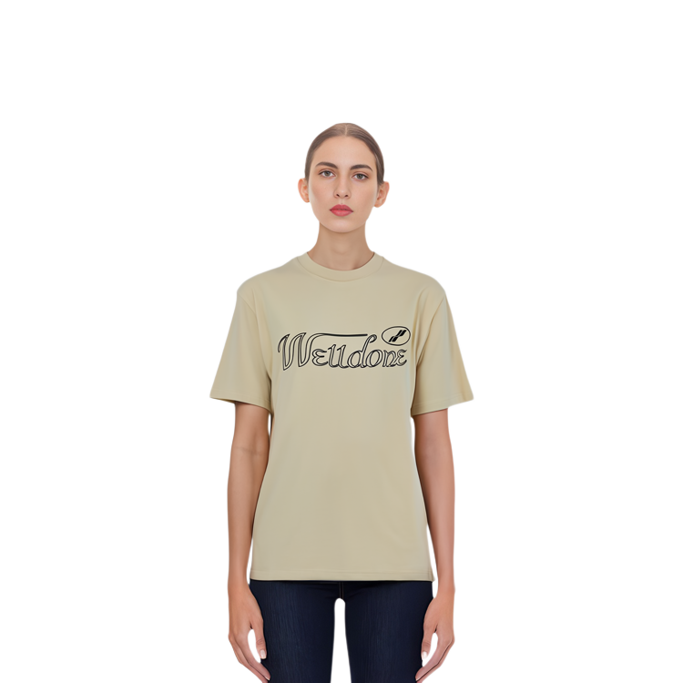 Details for WE11DONE FW22 男女同款Logo印花卡其色圓領T恤 情侶款 WD-TT3-22-851-U-BG