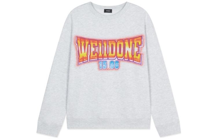WE11DONE FW22 Unisex Oversized Logo Print Long Sleeve Sweatshirt Grey WD-TS3-22-765-U-GY
