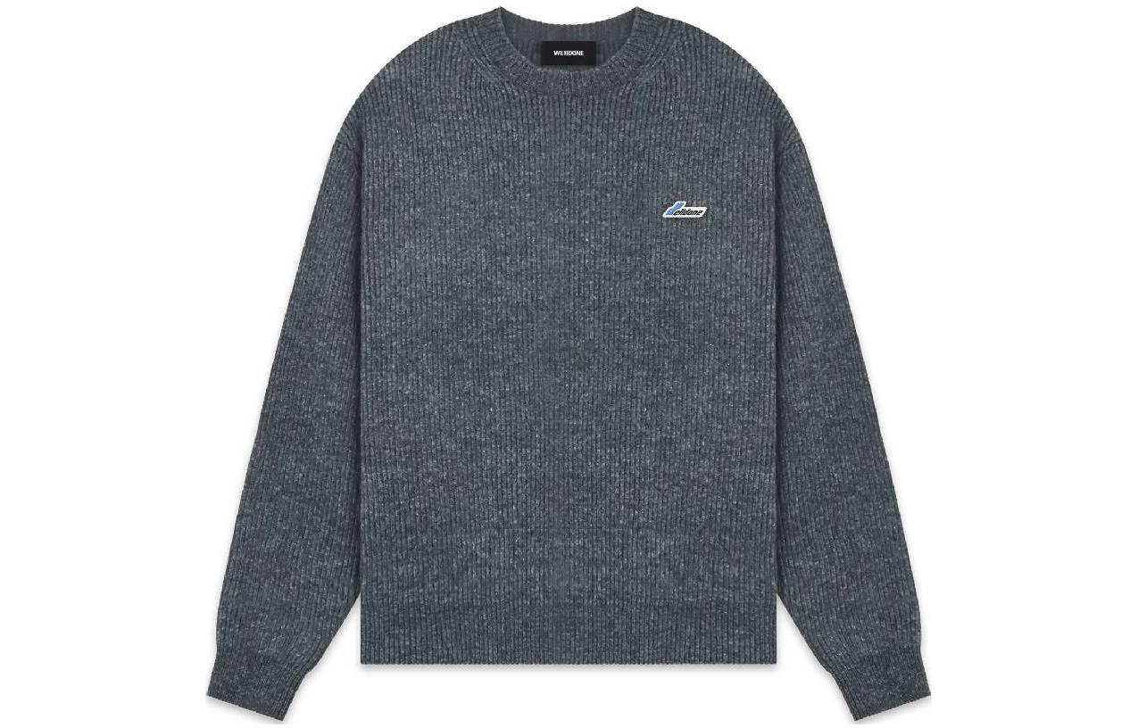 WE11DONE FW22 Unisex Pullover Crewneck Long-Sleeve Sweatshirt Grey WD-KT3-22-647-U-GY