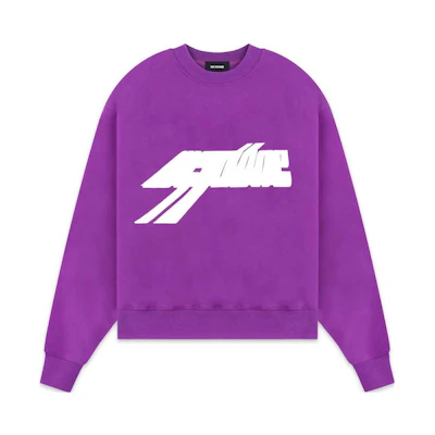 WE11DONE FW22 Unisex Purple Logo Graphic Crewneck Long Sleeve Sweatshirt WD-TS3-22-820-U-PP