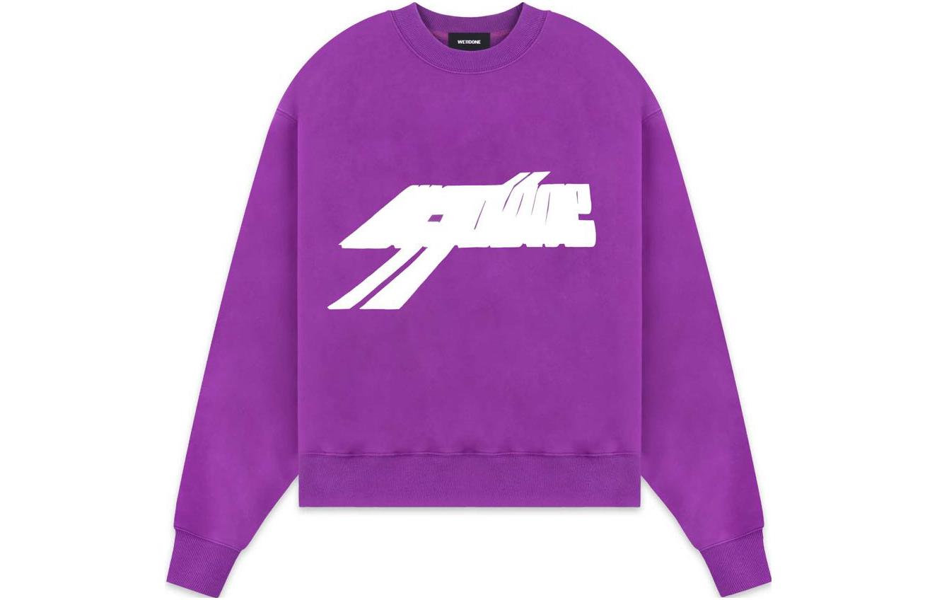 WE11DONE FW22 Unisex Purple Logo Graphic Crewneck Long Sleeve Sweatshirt WD-TS3-22-820-U-PP 圖 2