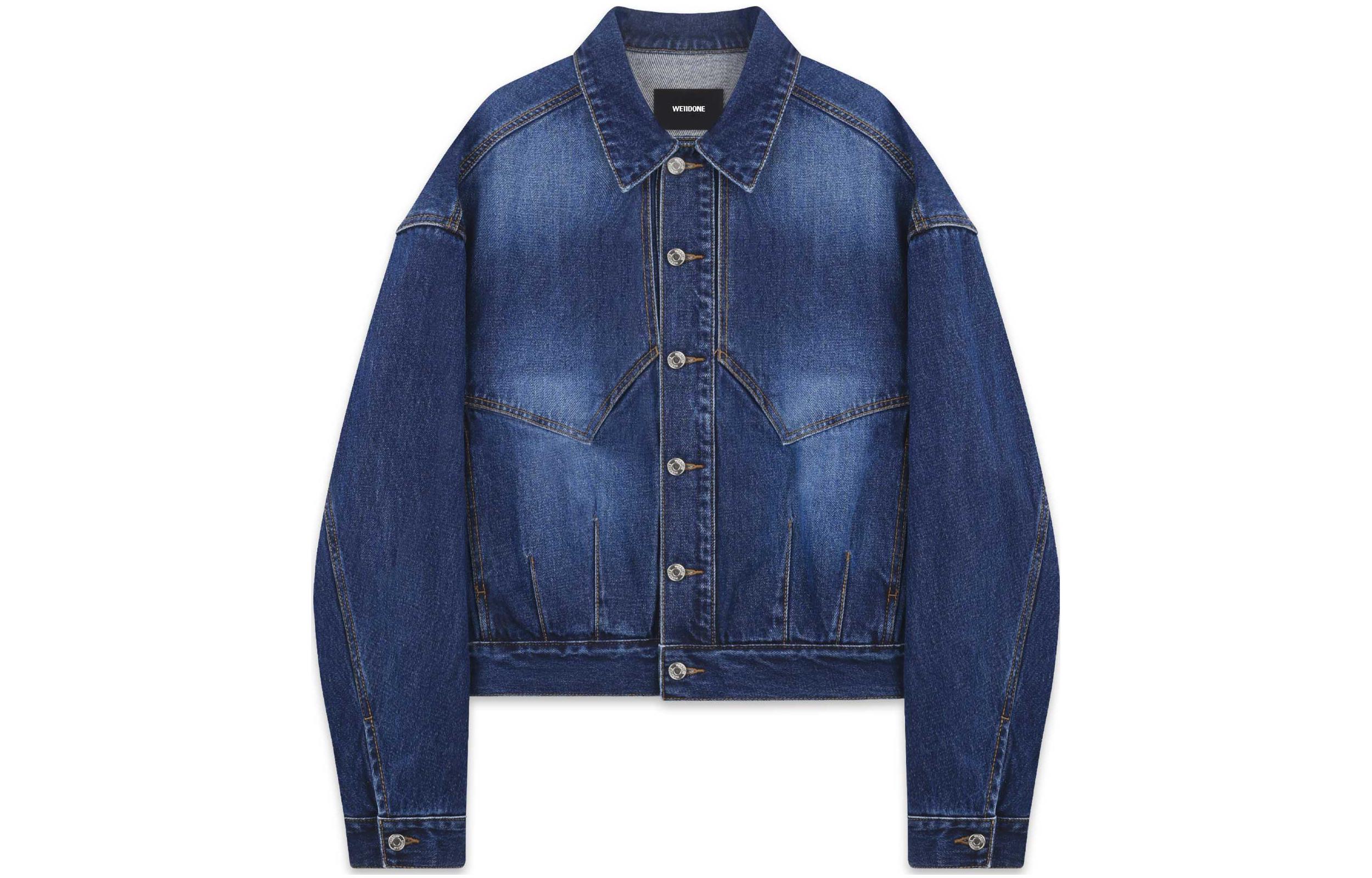 WE11DONE FW22 Unisex Single-Breasted Blue Jacket Coat. WD-DJ3-22-303-U-NV