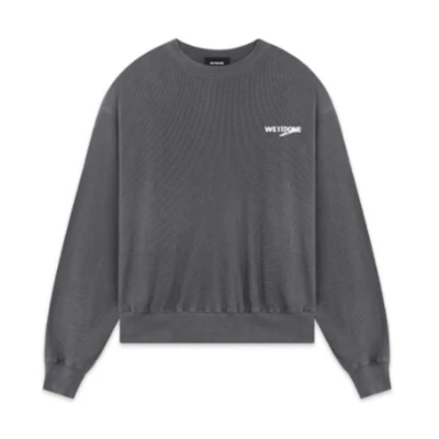 WE11DONE FW22 Unisex Solid Color Crewneck Sweatshirt - Charcoal Gray WD-TS3-22-798-U-CH