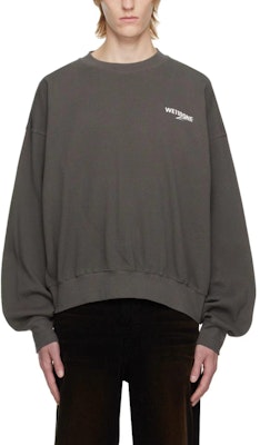 WE11DONE FW22 男女寬鬆純色圓領長袖上衣 - 煤灰色 WD-TS3-22-798-U-CH Shop WE11DONE FW22 男女寬鬆純色圓領長袖上衣 - 煤灰色 WD-TS3-22-798-U-CH