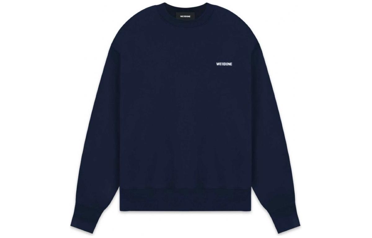 WE11DONE FW22 Unisex Solid Color Navy Crewneck Pullover Sweatshirt WD-TS3-22-707-U-DN