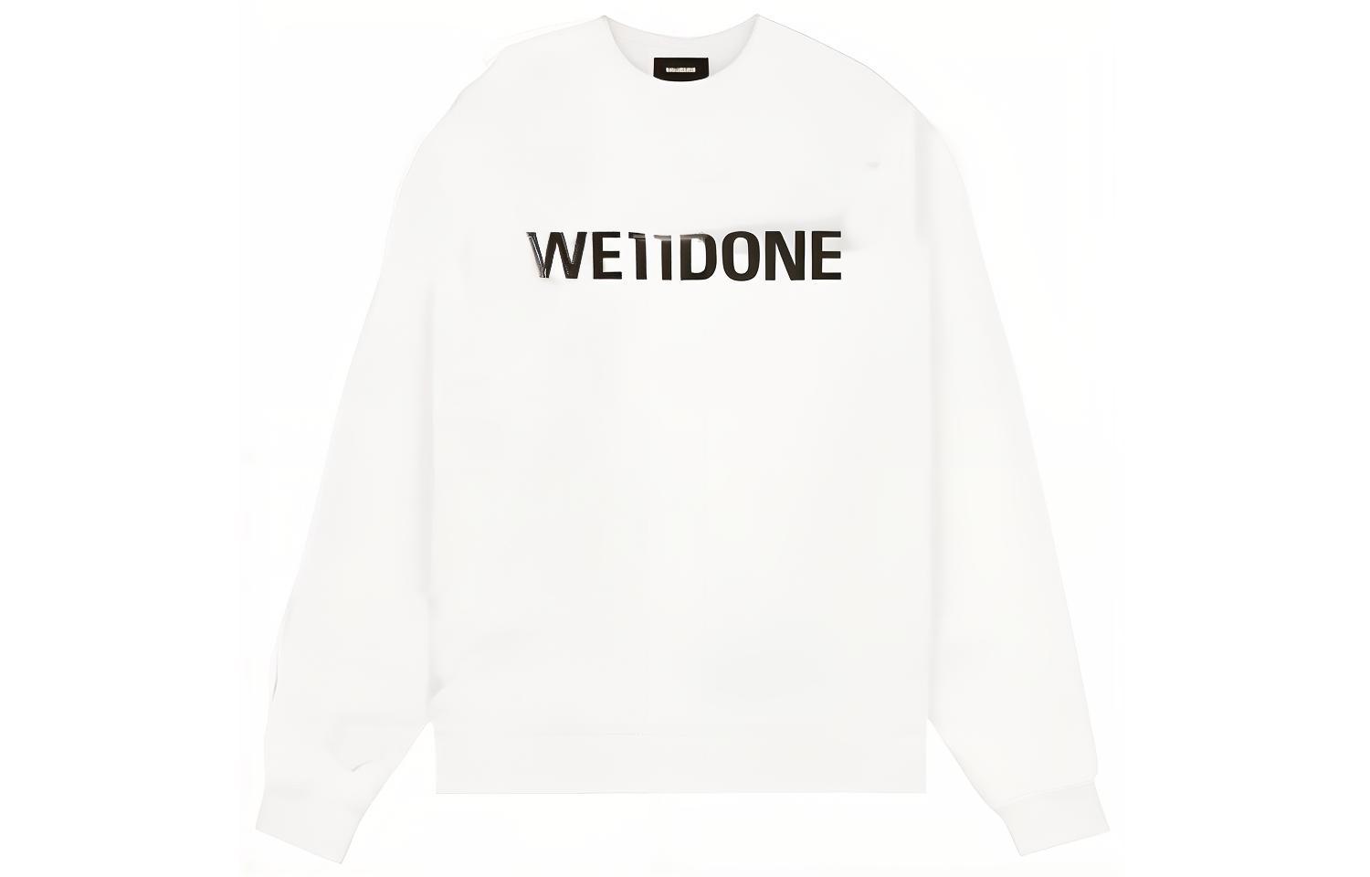 WE11DONE FW22 Unisex White Crewneck Pullover Sweatshirt with Logo Print WD-TS3-22-844-U-WH