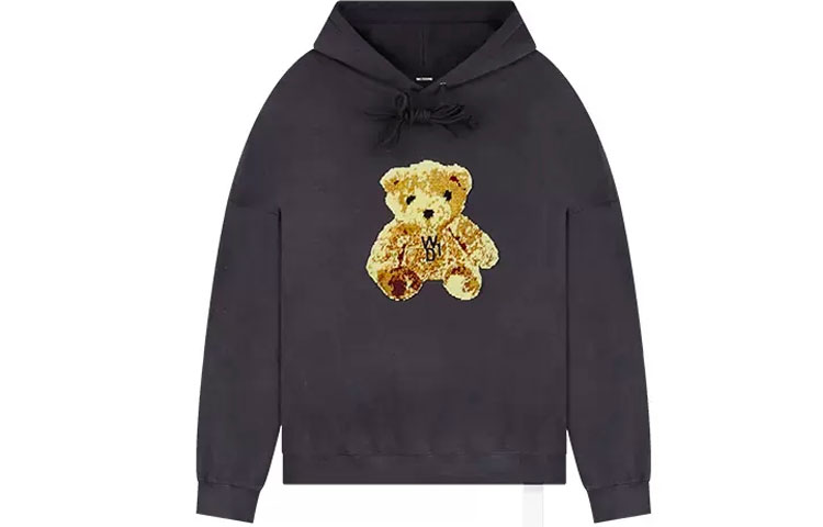 WE11DONE FW22 Vintage Embroidered Bear Hoodie Unisex Black. WD-TH9-20-123-U-BK 圖 2