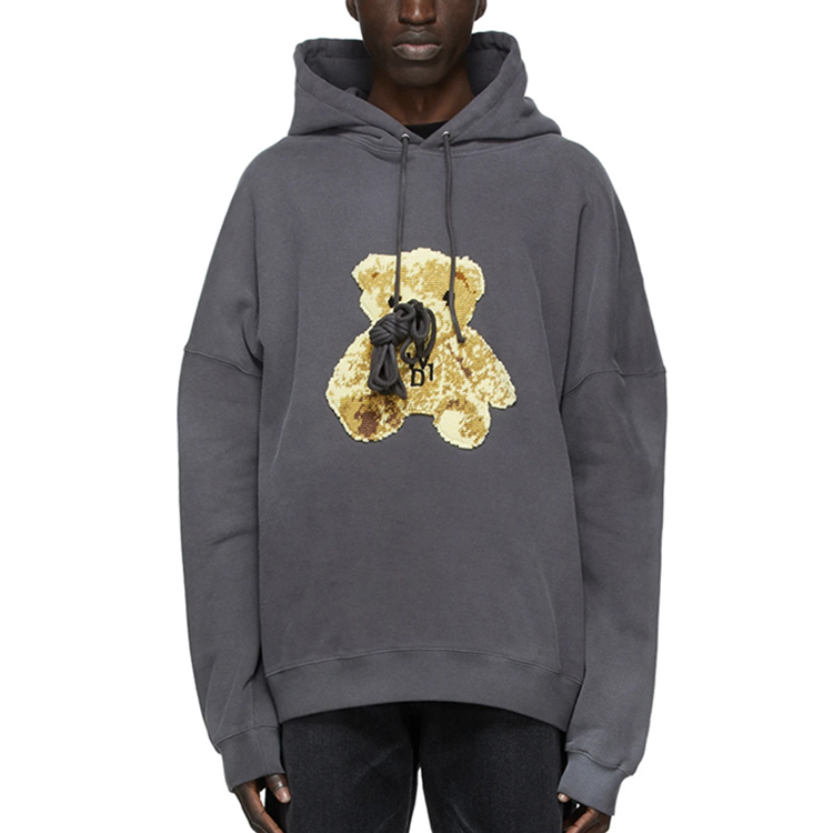 WE11DONE FW22 Vintage Embroidered Bear Hoodie Unisex Black. WD-TH9-20-123-U-BK 圖 6