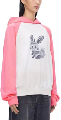 WE11DONE FW22 拼色兔子印花大學T 粉白 男女適穿 WD-TH3-22-706-U-PK Shop WE11DONE FW22 拼色兔子印花大學T 粉白 男女適穿 WD-TH3-22-706-U-PK