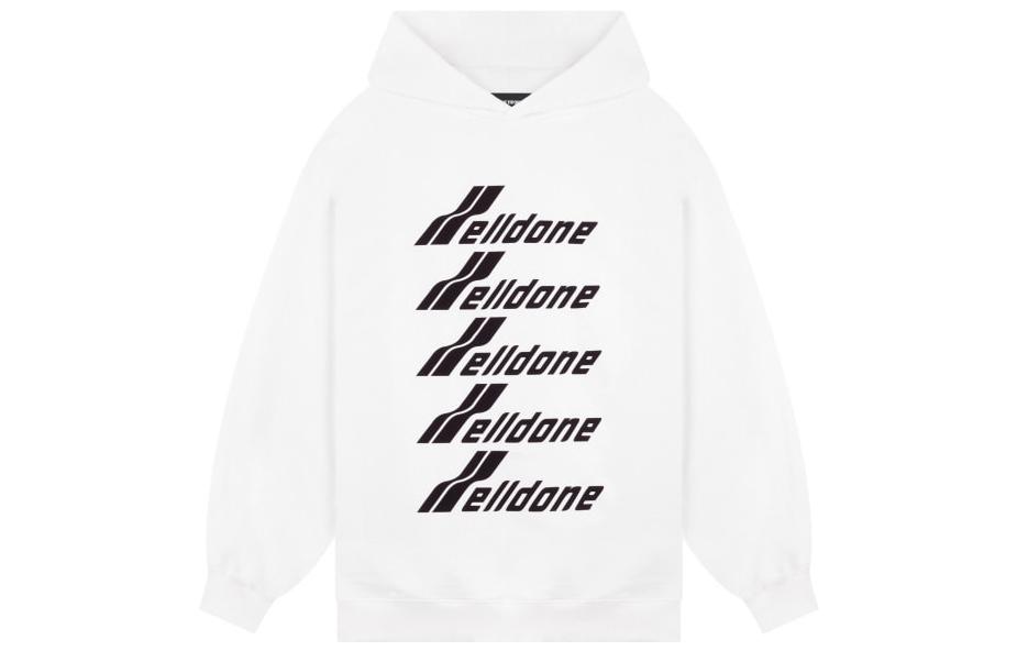 WE11DONE FW22 White Logo Text Print Hoodie Unisex Long Sleeve for Fall/Winter. WD-TH3-22-729-U-WH