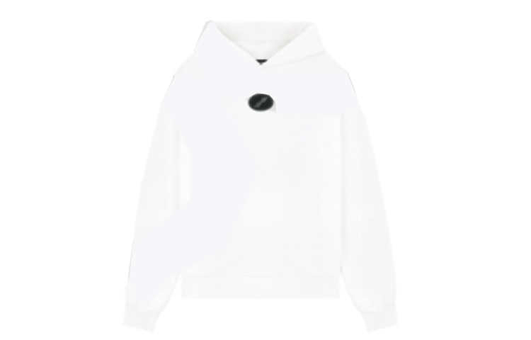 WE11DONE FW22 White Unisex Pullover Sweatshirt with Solid Logo Patch WD-TH3-22-718-U-WH