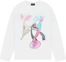 WE11DONE FW23 Angel Print Unisex White Crewneck Long Sleeve Sweatshirt WD-TS3-23-785-U-WH WE11DONE FW23 Angel Print Unisex White Crewneck Long Sleeve Sweatshirt WD-TS3-23-785-U-WH