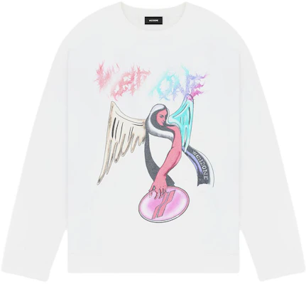 WE11DONE FW23 Angel Print Unisex White Crewneck Long Sleeve Sweatshirt WD-TS3-23-785-U-WH Order WE11DONE FW23 Angel Print Unisex White Crewneck Long Sleeve Sweatshirt WD-TS3-23-785-U-WH