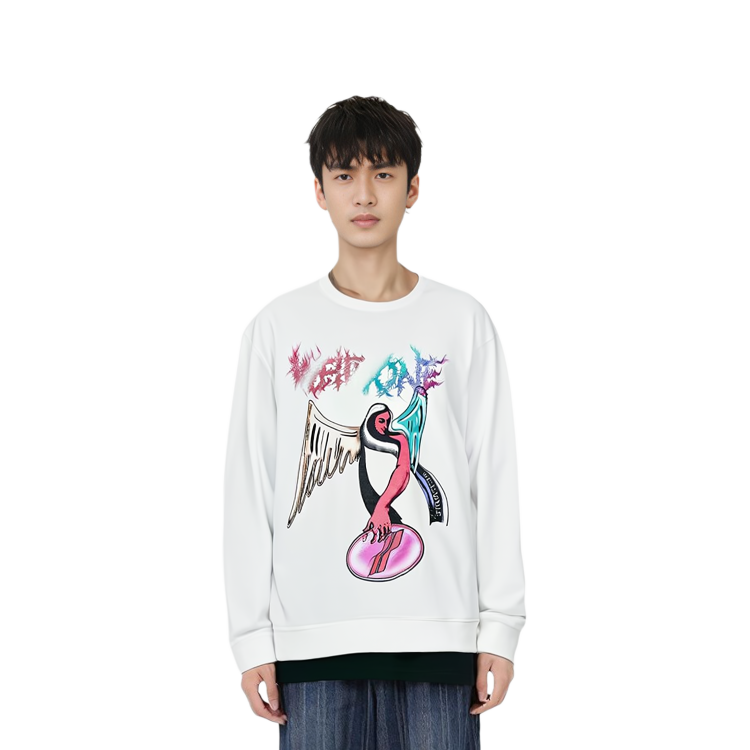 WE11DONE FW23 Angel Print Unisex White Crewneck Long Sleeve Sweatshirt WD-TS3-23-785-U-WH 圖 4