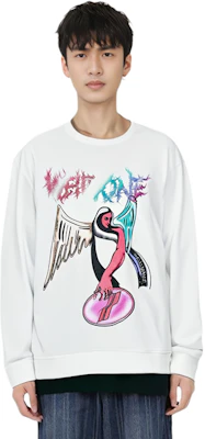 WE11DONE FW23 Angel Print Unisex White Crewneck Long Sleeve Sweatshirt WD-TS3-23-785-U-WH Shop WE11DONE FW23 Angel Print Unisex White Crewneck Long Sleeve Sweatshirt WD-TS3-23-785-U-WH