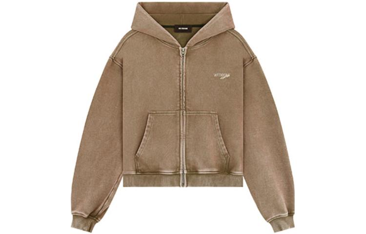 WE11DONE FW23 Brown Washed Faded Letter Logo Zip Jacket Unisex WD-TJ3-23-820-U-BR